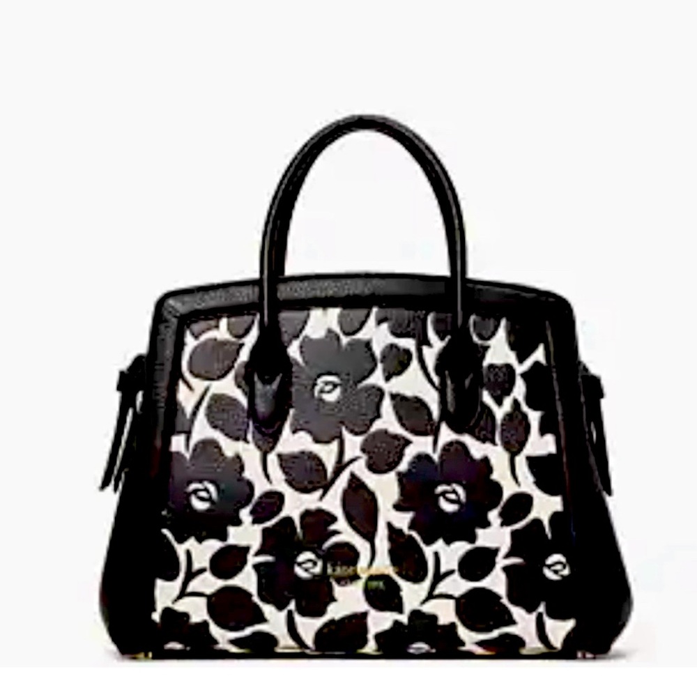 Kate spade/satchel Knott Rosy Garden 
Medium
Black/white
Dust cover
Brand New
